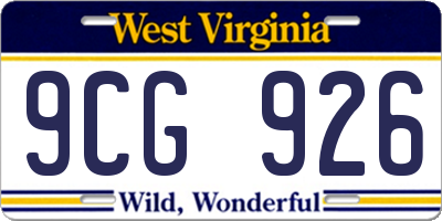 WV license plate 9CG926