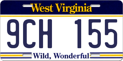 WV license plate 9CH155
