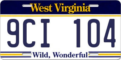 WV license plate 9CI104