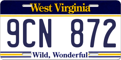 WV license plate 9CN872