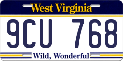 WV license plate 9CU768