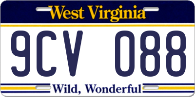 WV license plate 9CV088