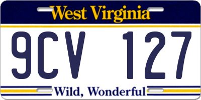 WV license plate 9CV127