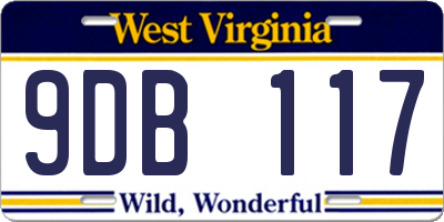 WV license plate 9DB117