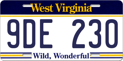 WV license plate 9DE230
