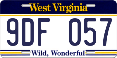 WV license plate 9DF057