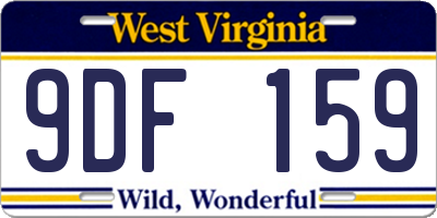 WV license plate 9DF159