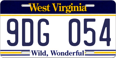 WV license plate 9DG054