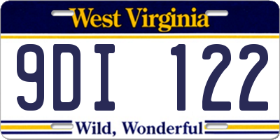 WV license plate 9DI122