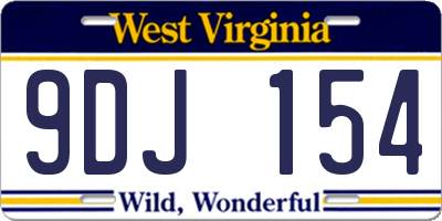 WV license plate 9DJ154