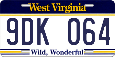 WV license plate 9DK064