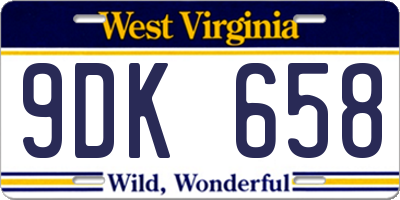 WV license plate 9DK658
