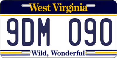 WV license plate 9DM090