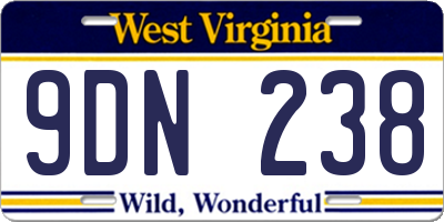 WV license plate 9DN238