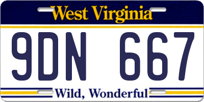 WV license plate 9DN667