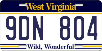 WV license plate 9DN804