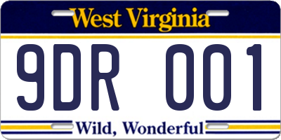 WV license plate 9DR001