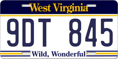 WV license plate 9DT845