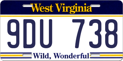 WV license plate 9DU738