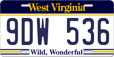 WV license plate 9DW536