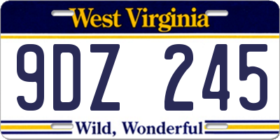 WV license plate 9DZ245