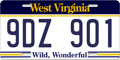 WV license plate 9DZ901