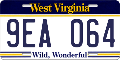WV license plate 9EA064