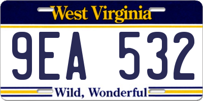 WV license plate 9EA532