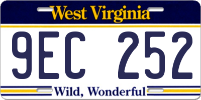 WV license plate 9EC252