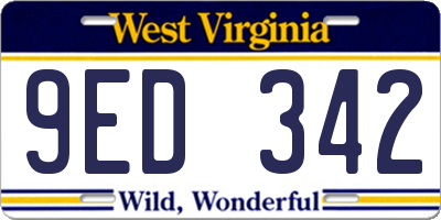 WV license plate 9ED342