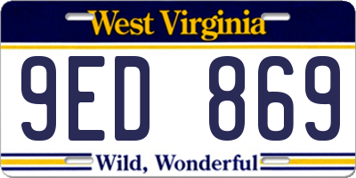 WV license plate 9ED869