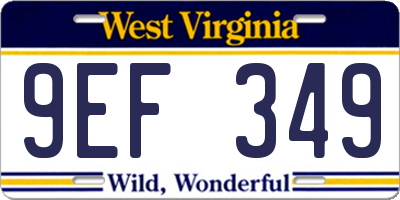 WV license plate 9EF349