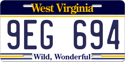 WV license plate 9EG694