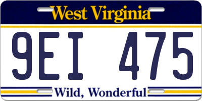 WV license plate 9EI475