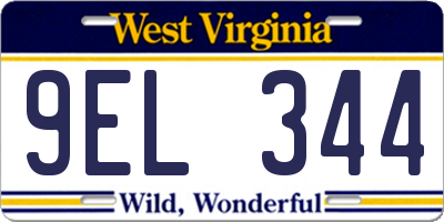 WV license plate 9EL344