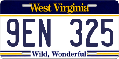 WV license plate 9EN325