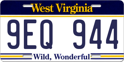 WV license plate 9EQ944