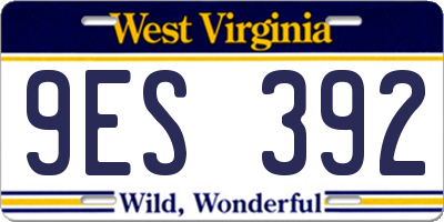 WV license plate 9ES392
