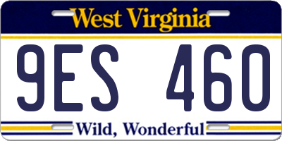 WV license plate 9ES460