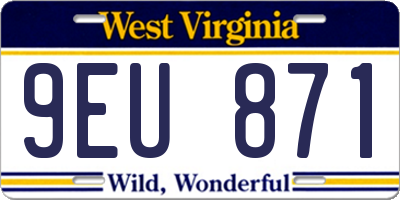 WV license plate 9EU871