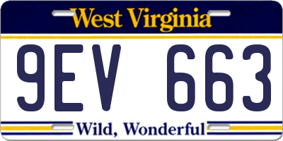 WV license plate 9EV663
