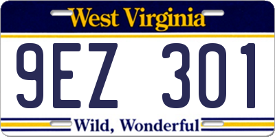 WV license plate 9EZ301