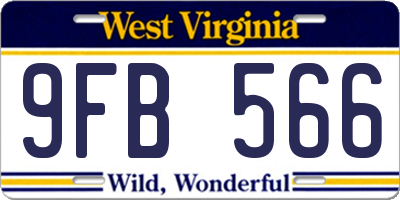 WV license plate 9FB566