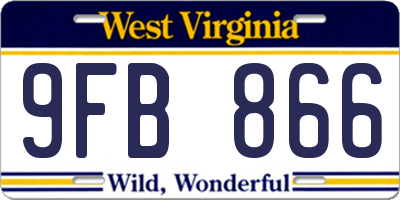 WV license plate 9FB866