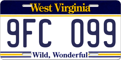 WV license plate 9FC099