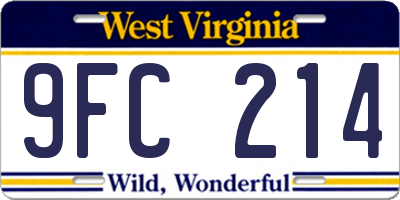 WV license plate 9FC214