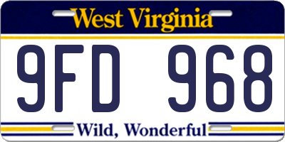 WV license plate 9FD968