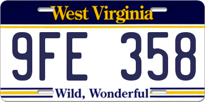 WV license plate 9FE358
