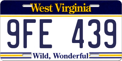 WV license plate 9FE439