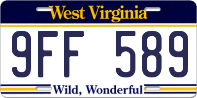 WV license plate 9FF589
